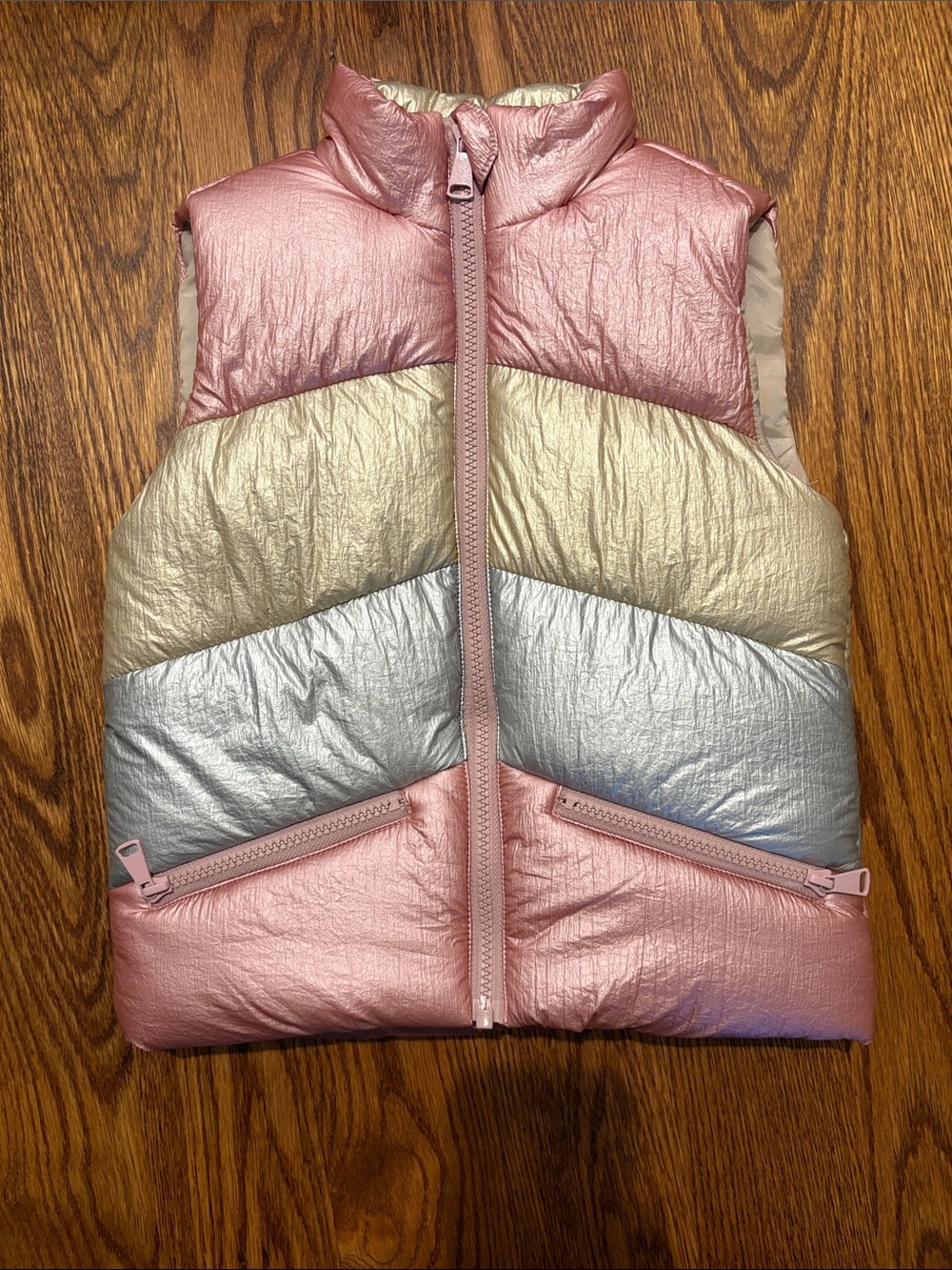 Tucker + Tate Metallic Pink and Silver Quilted Vest